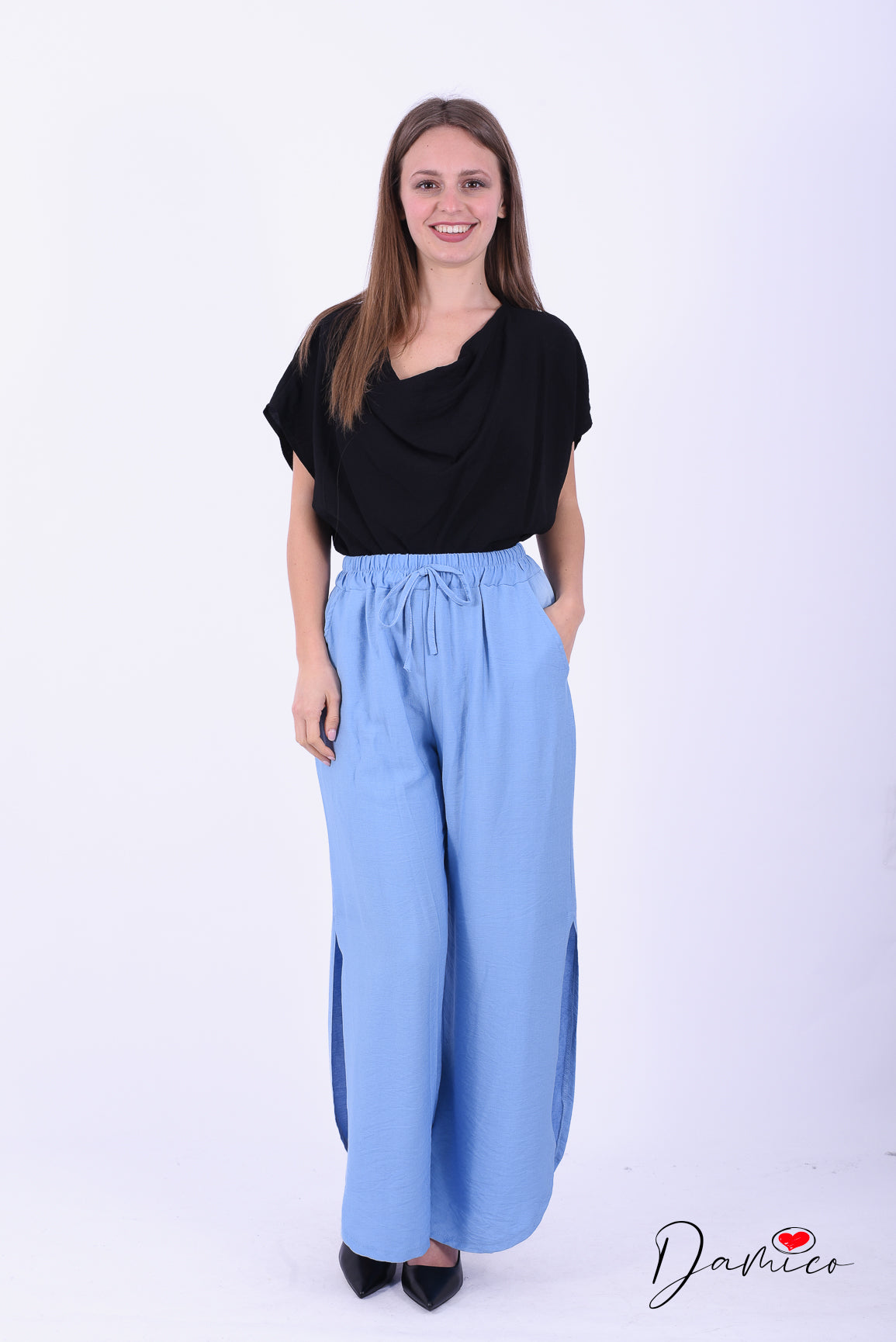 Pantaloni morbidi spacchetti laterali