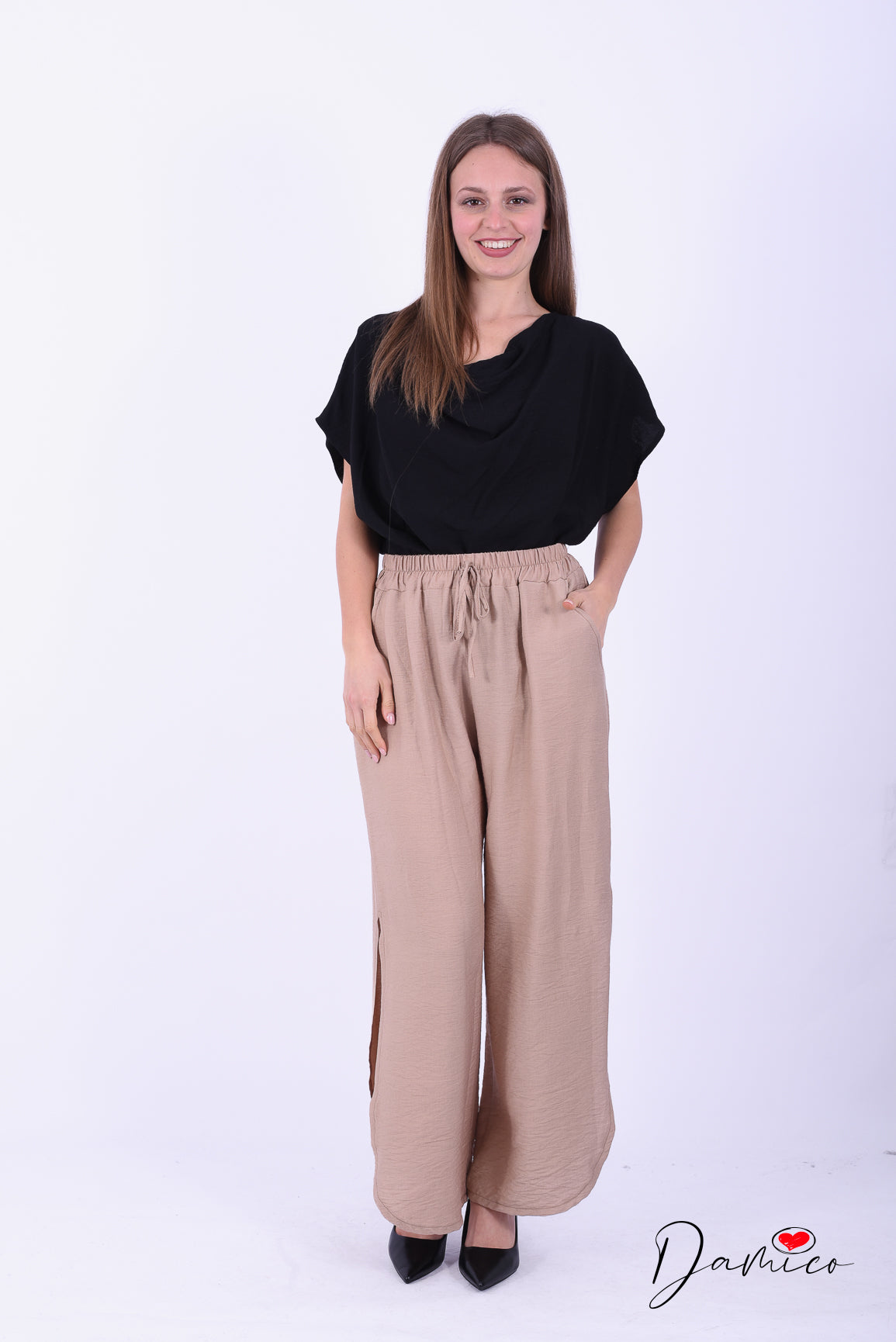 Pantaloni morbidi spacchetti laterali