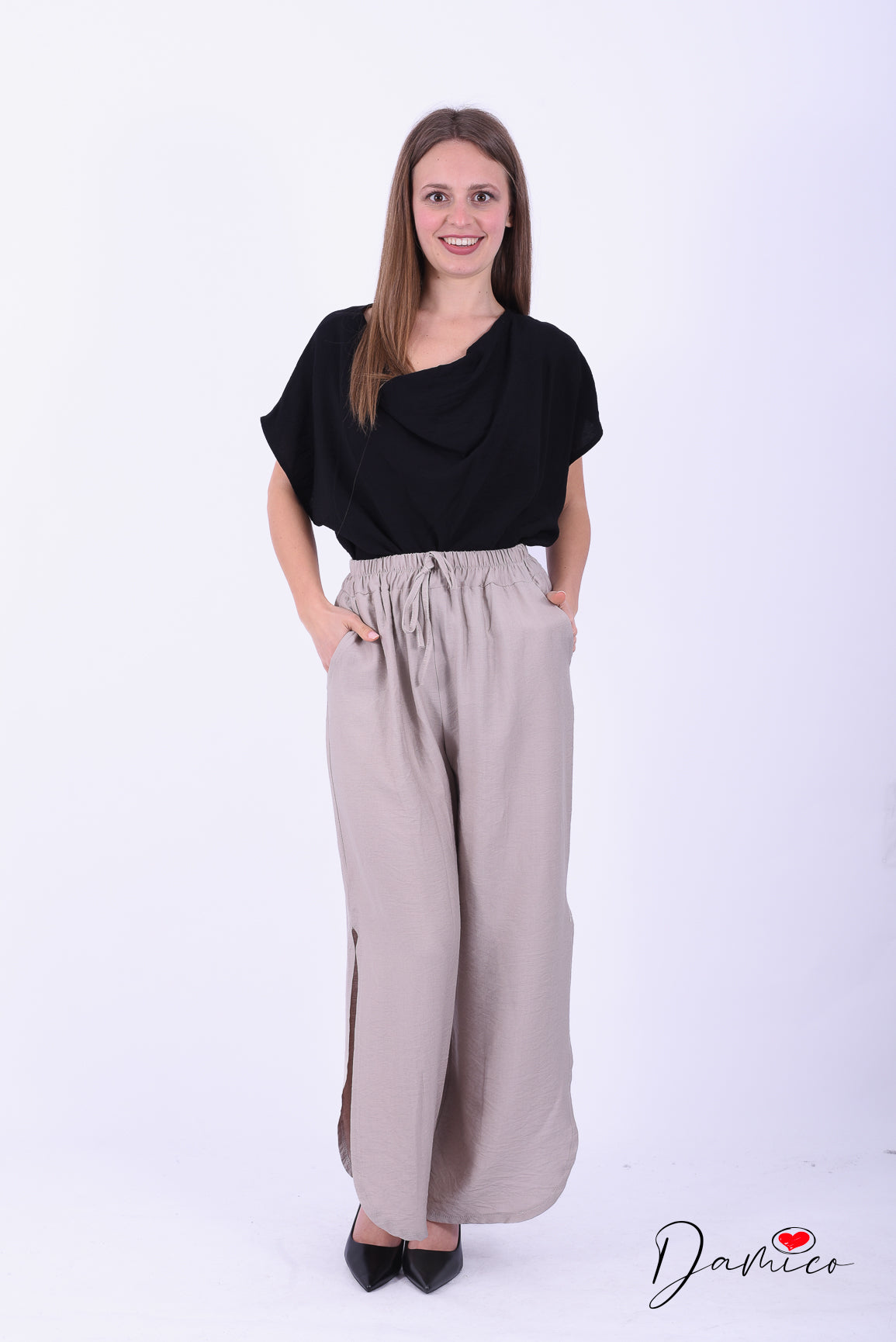 Pantaloni morbidi spacchetti laterali