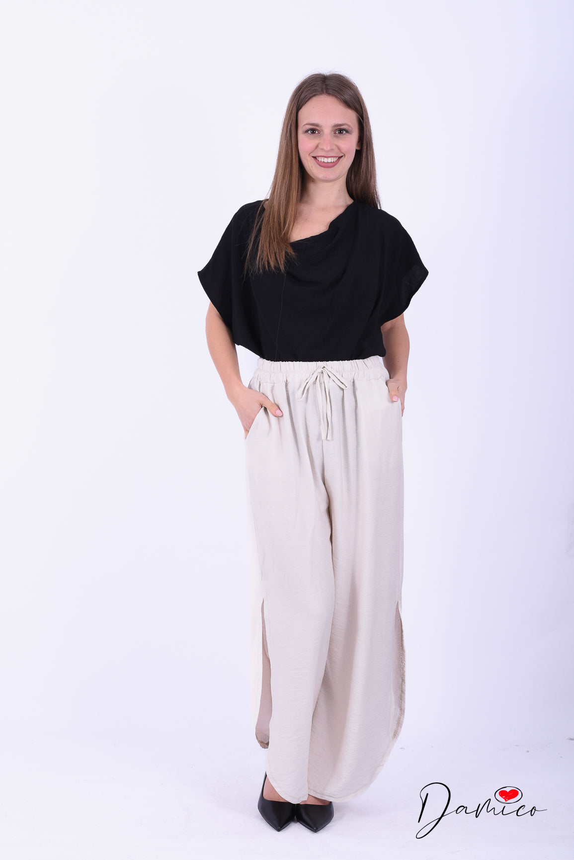 Pantaloni morbidi spacchetti laterali