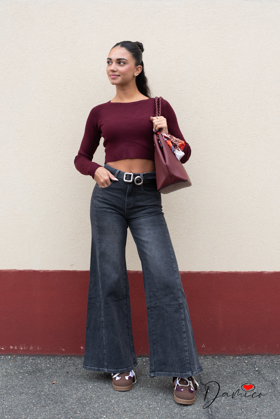 Maglia basic crop costinata