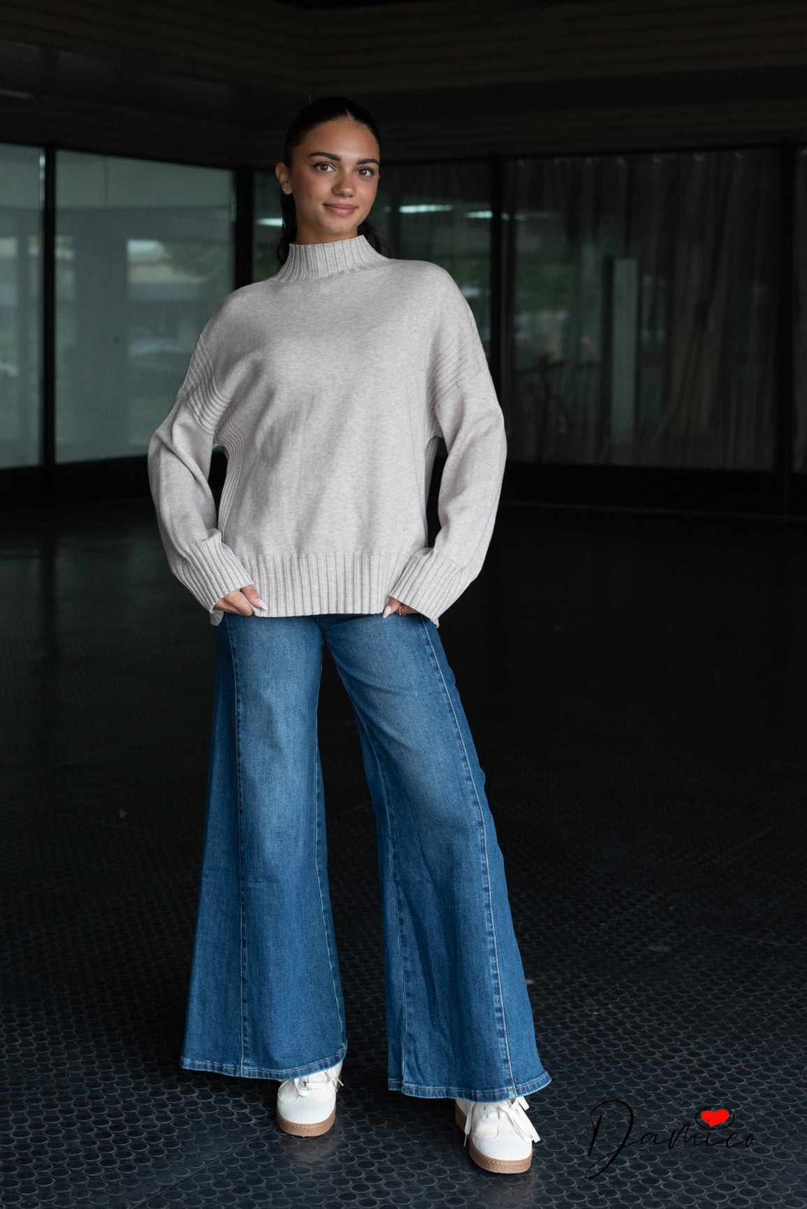 Maglione over dolcevita coste det