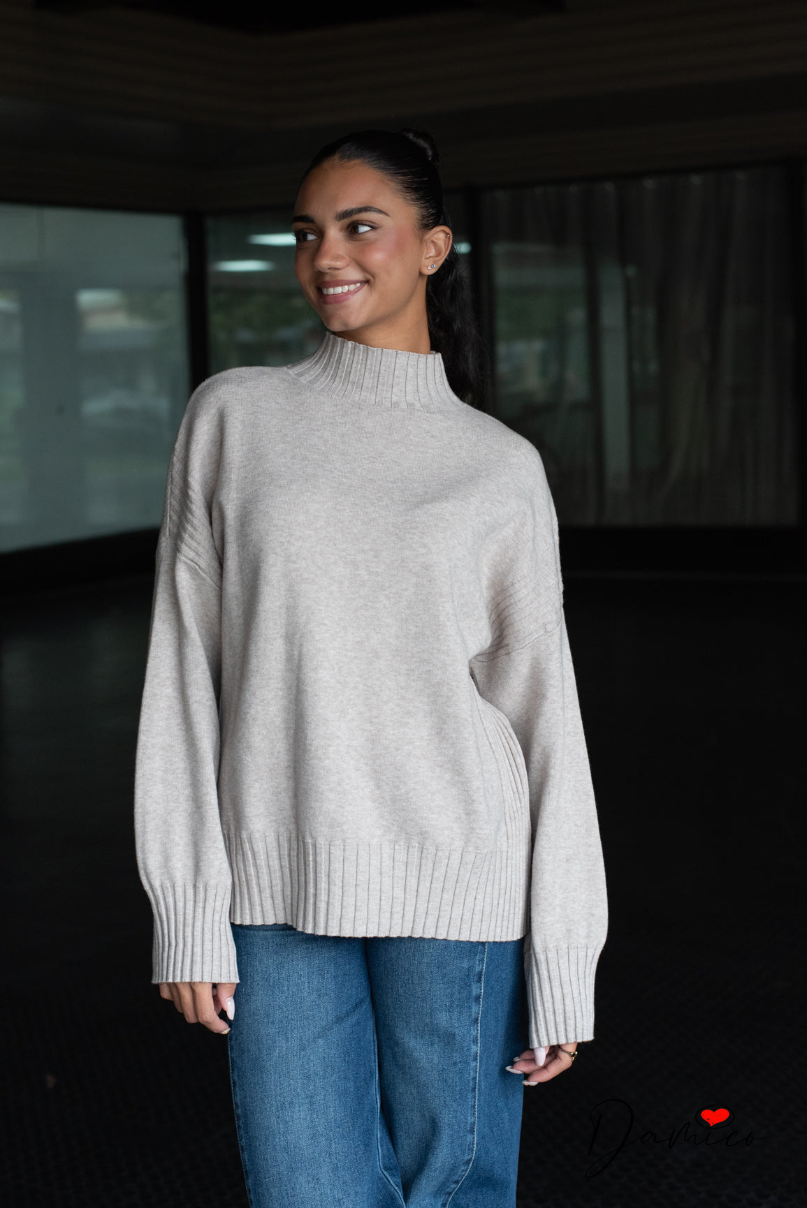 Maglione over dolcevita coste det