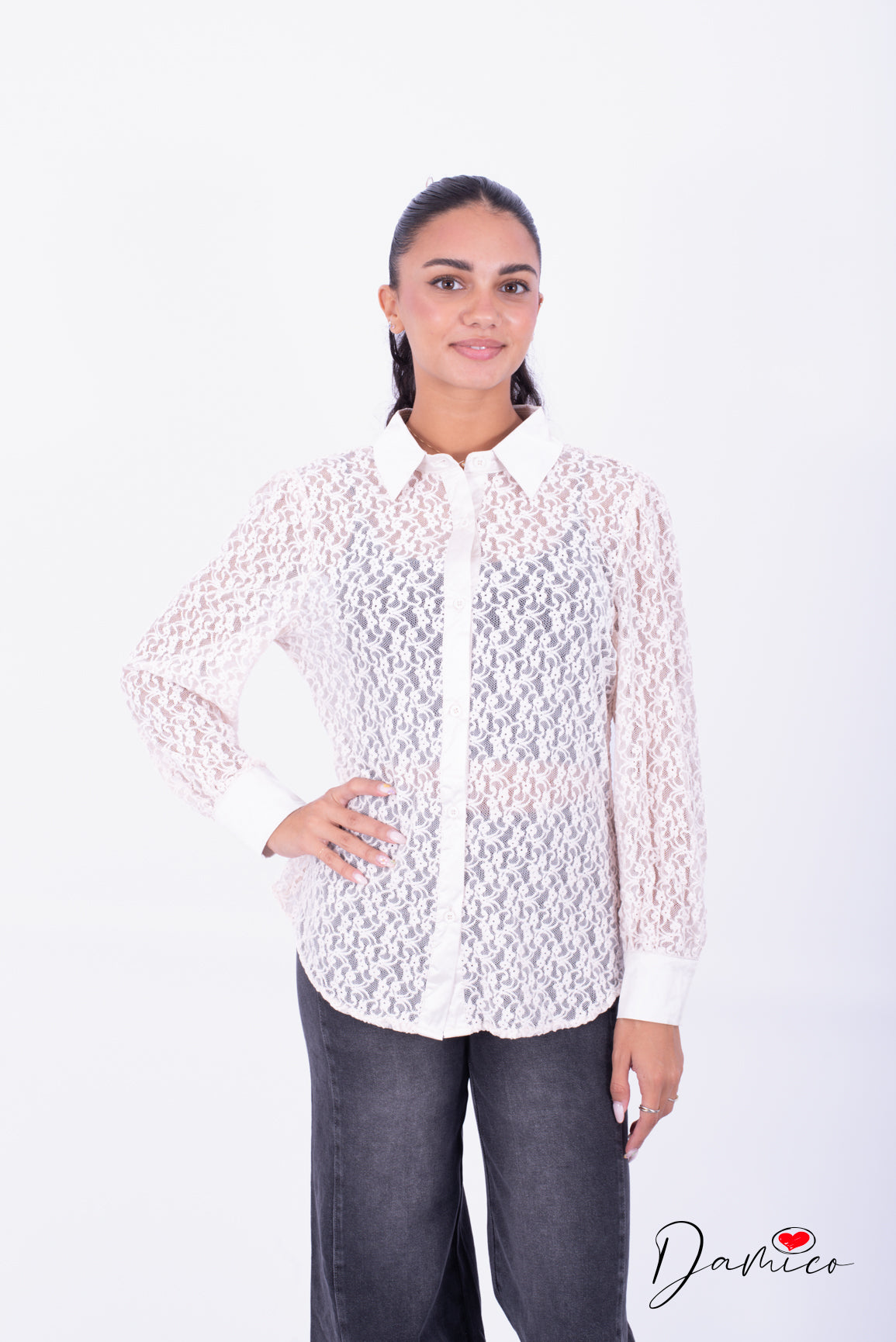 Camicia in pizzo guipure