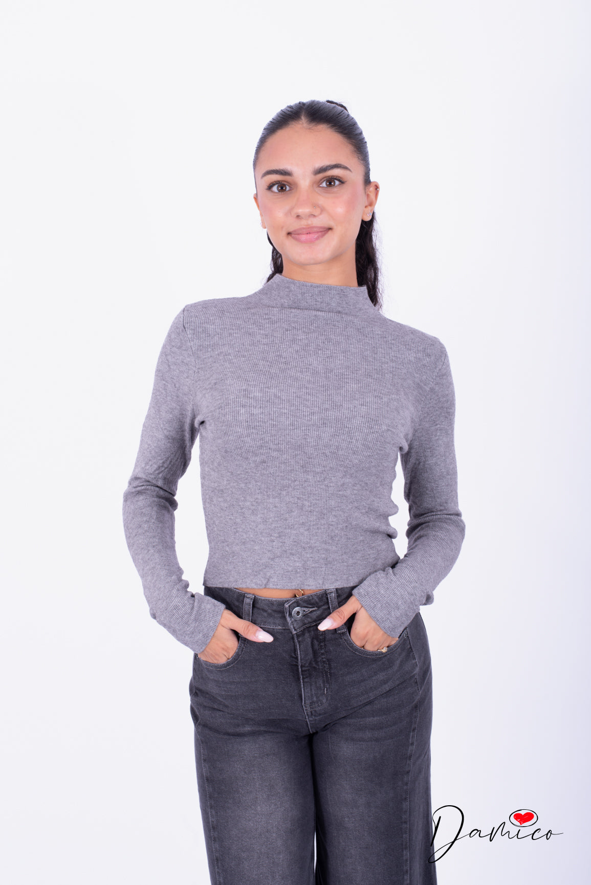 Maglia lupetto microcostinata