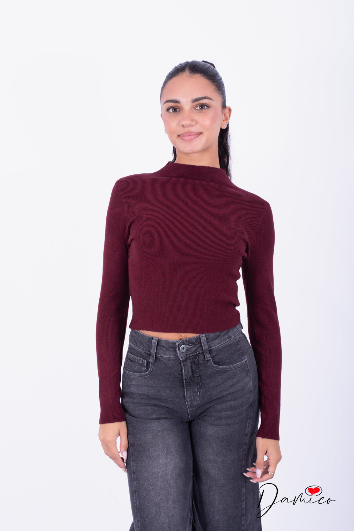 Maglia lupetto microcostinata