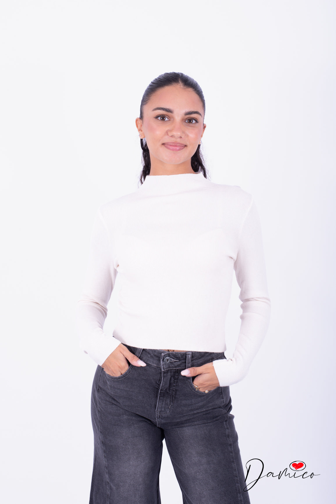 Maglia lupetto microcostinata