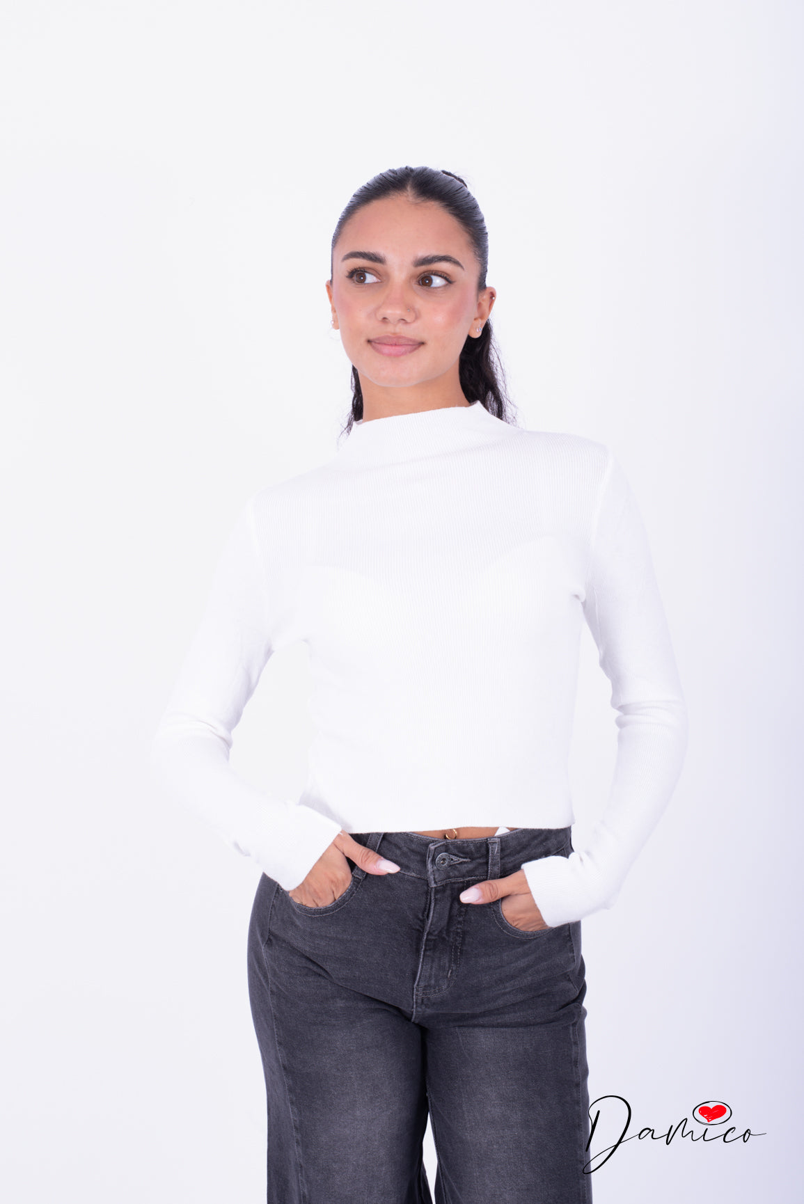 Maglia lupetto microcostinata