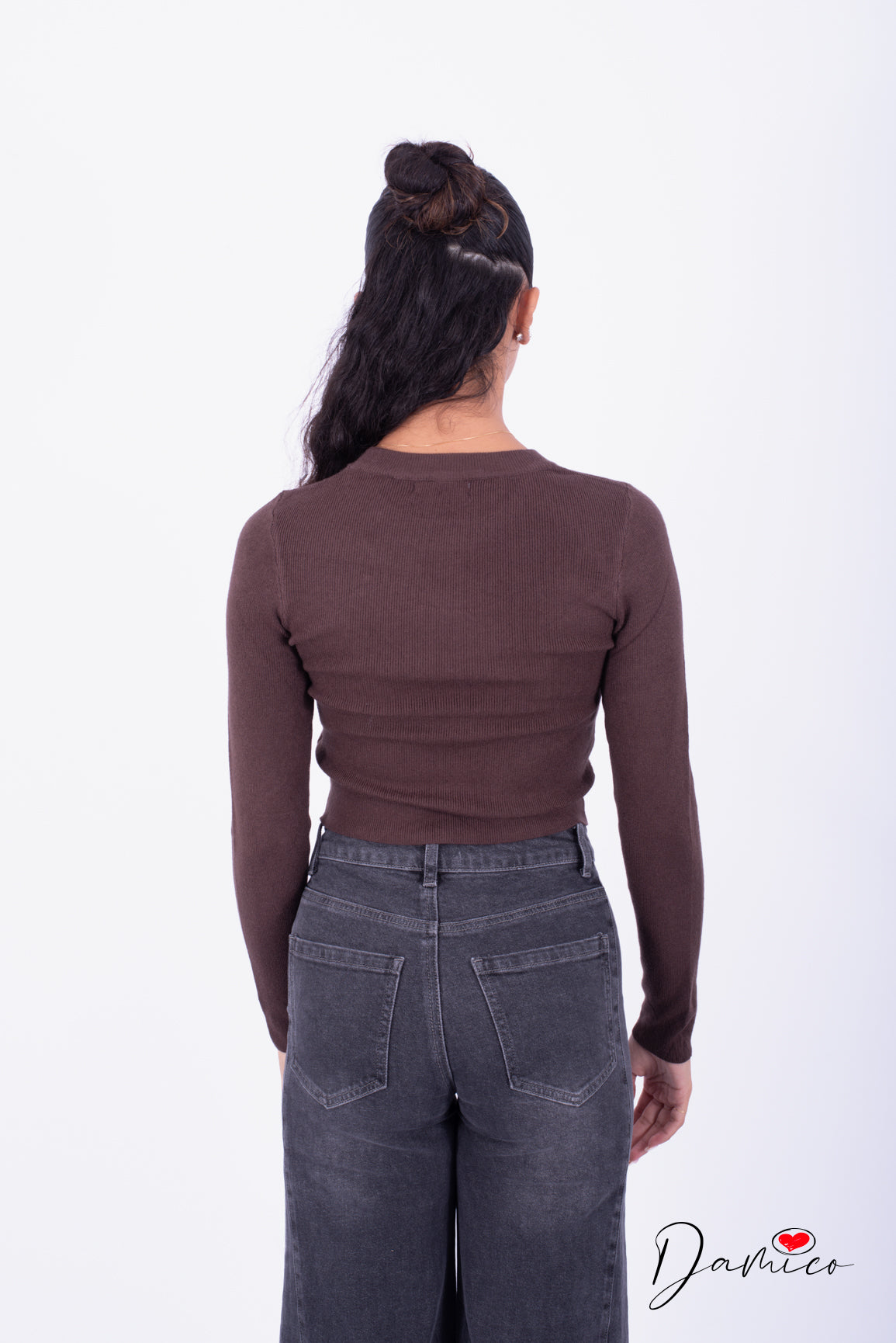 Maglia girocollo microcostinata