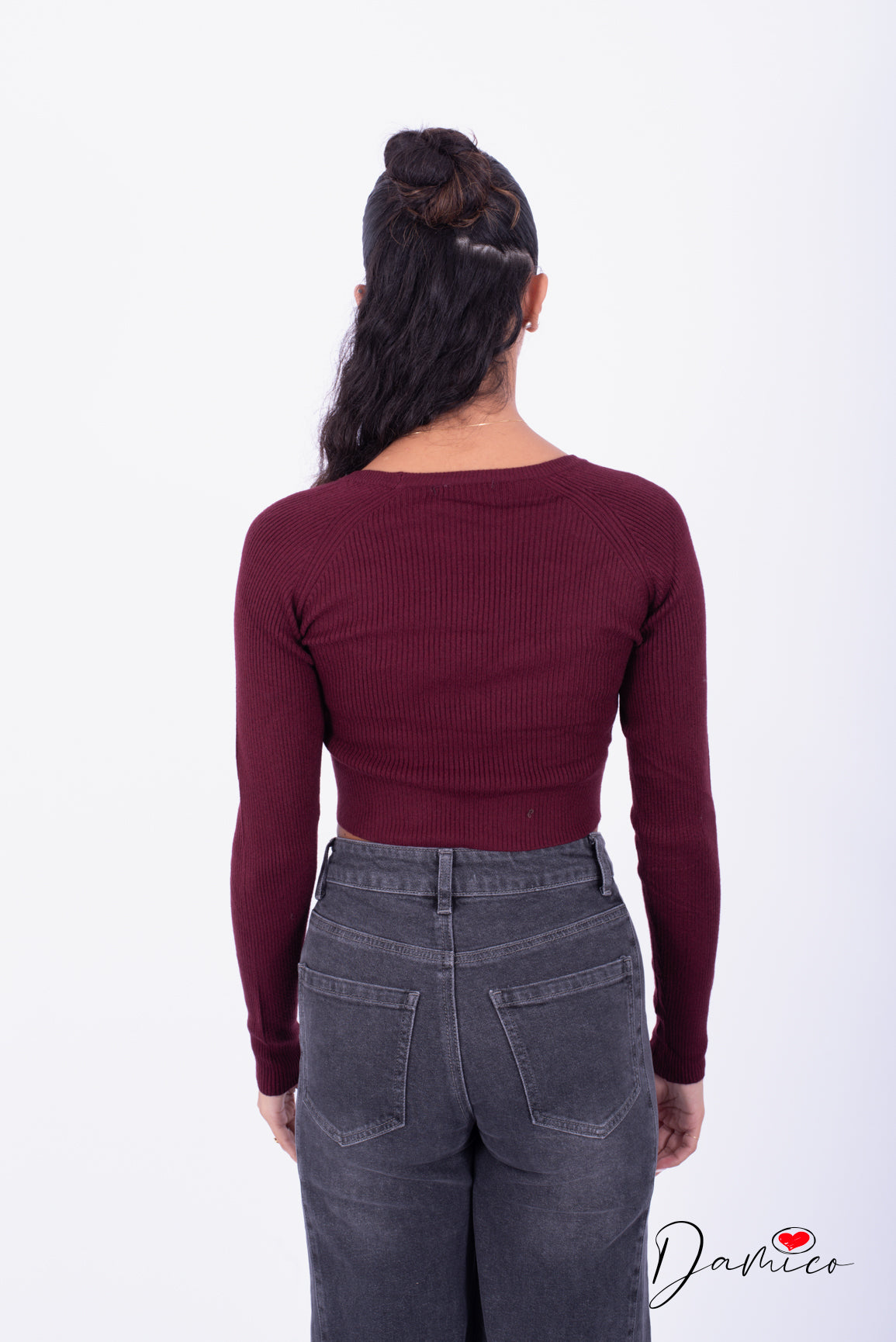 Maglia basic crop costinata
