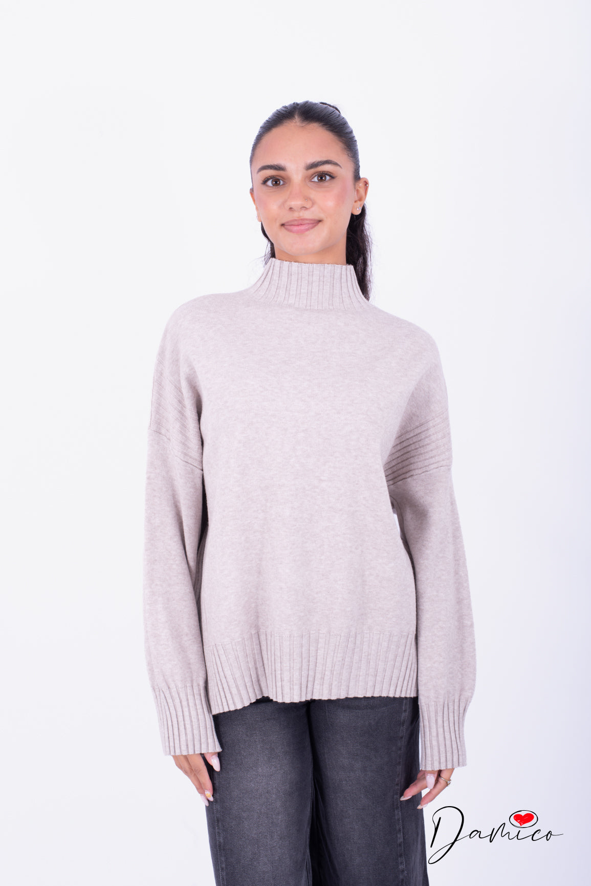 Maglione over dolcevita coste det