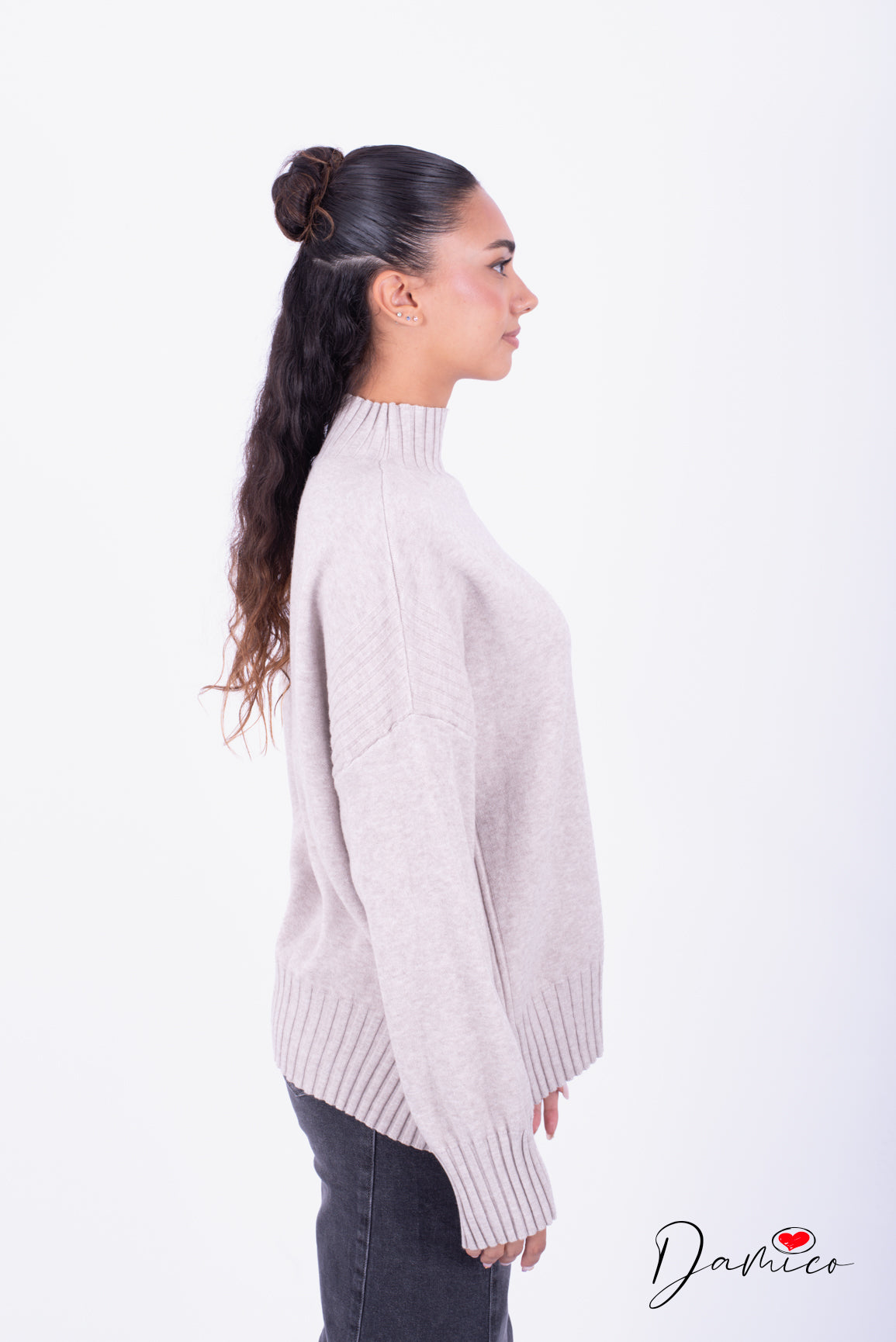 Maglione over dolcevita coste det