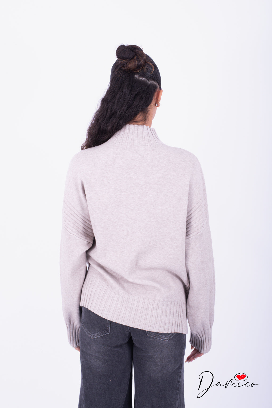 Maglione over dolcevita coste det