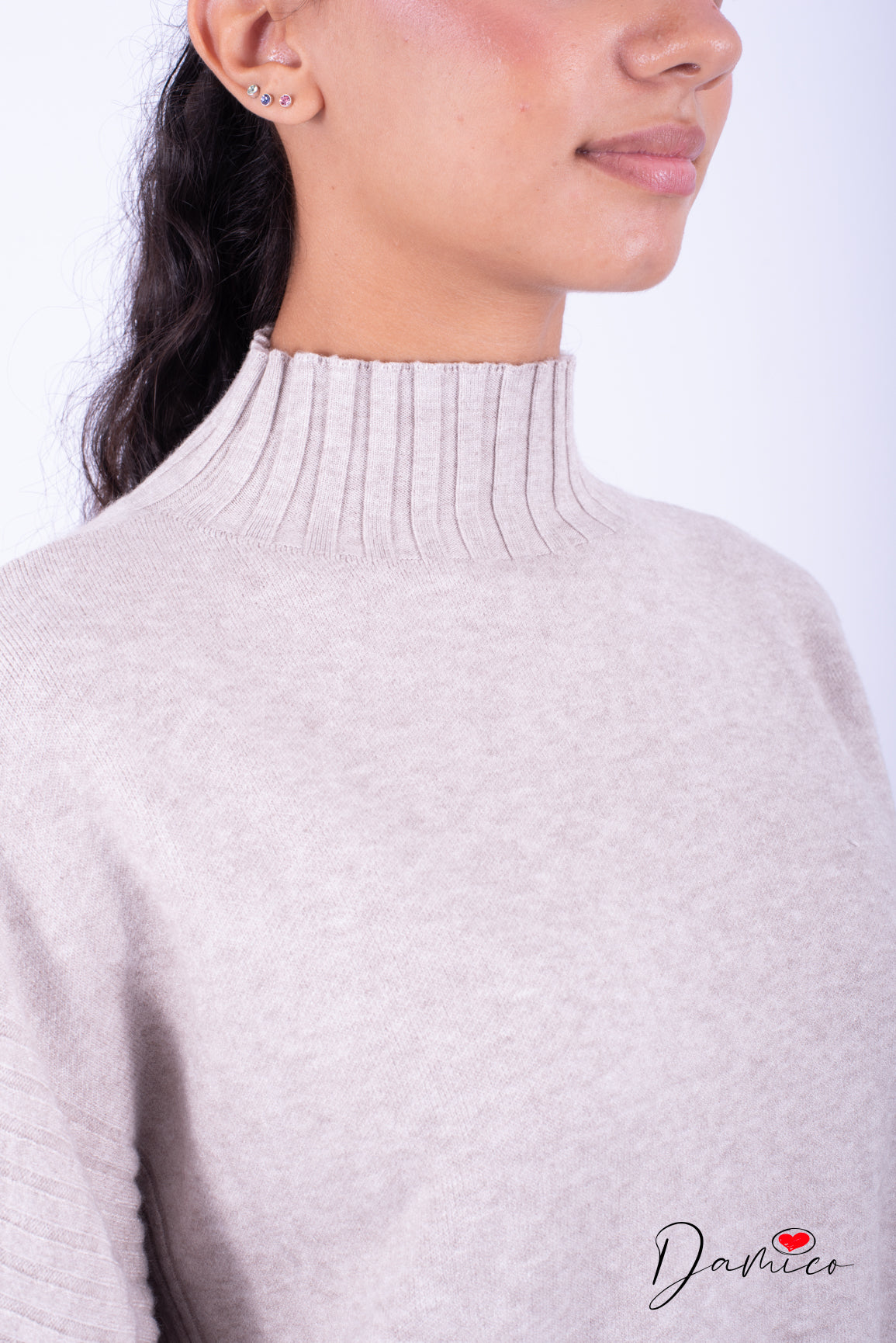 Maglione over dolcevita coste det