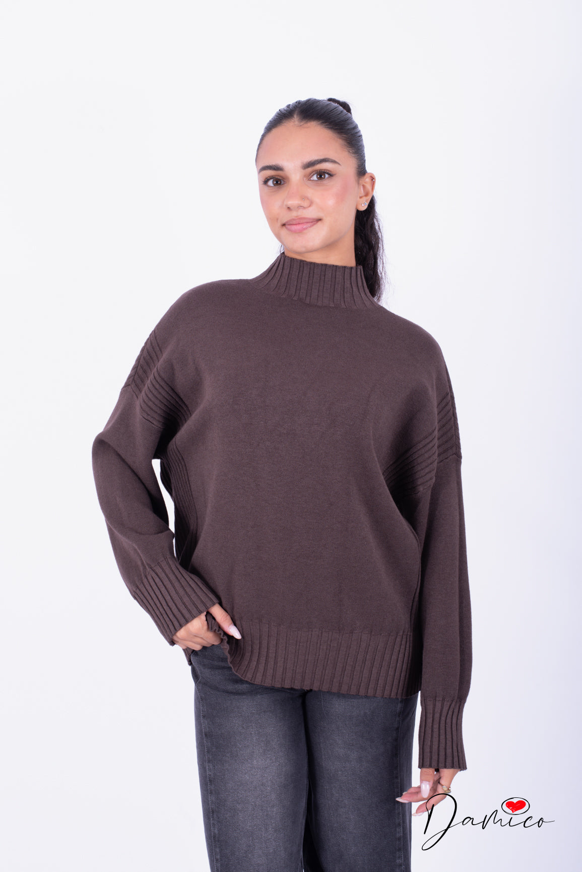 Maglione over dolcevita coste det