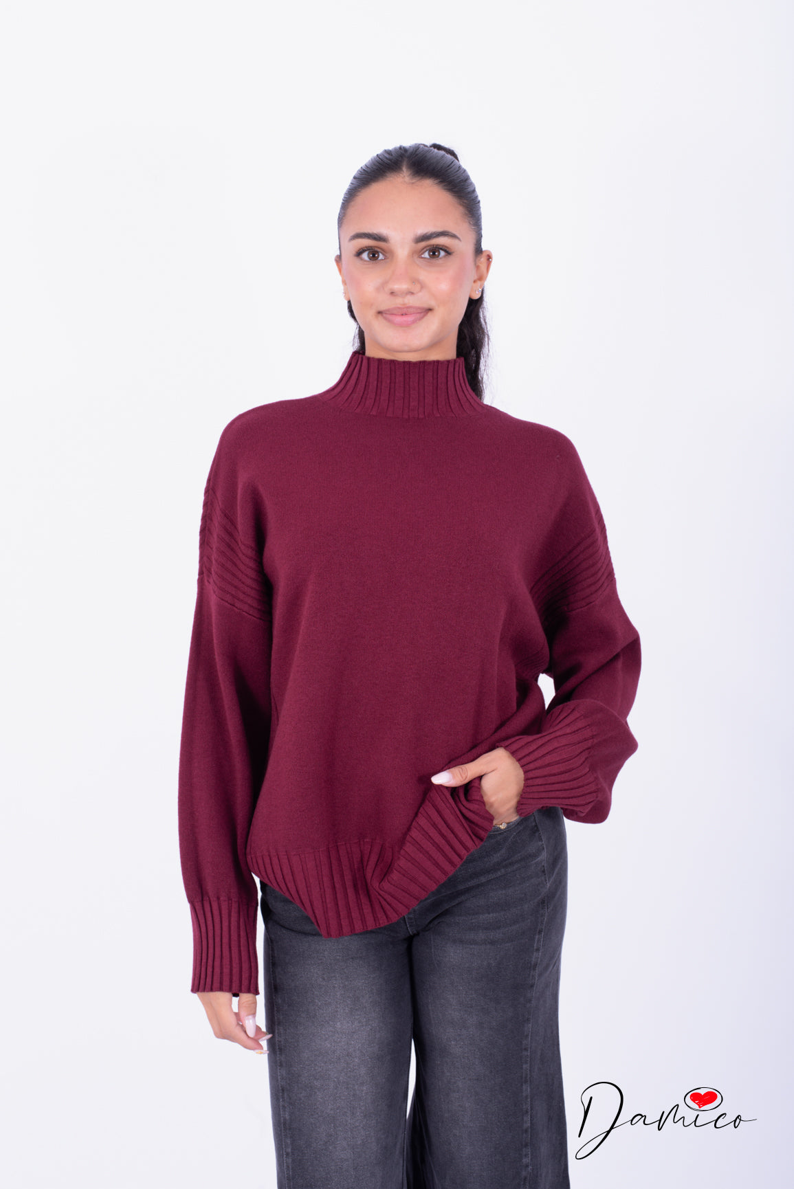 Maglione over dolcevita coste det