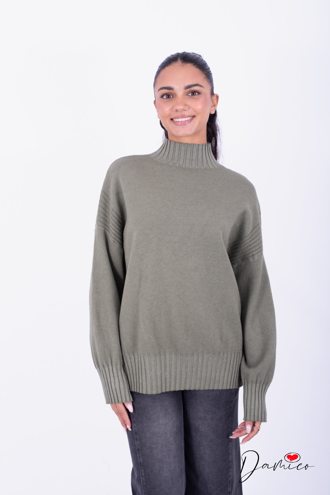 Maglione over dolcevita coste det