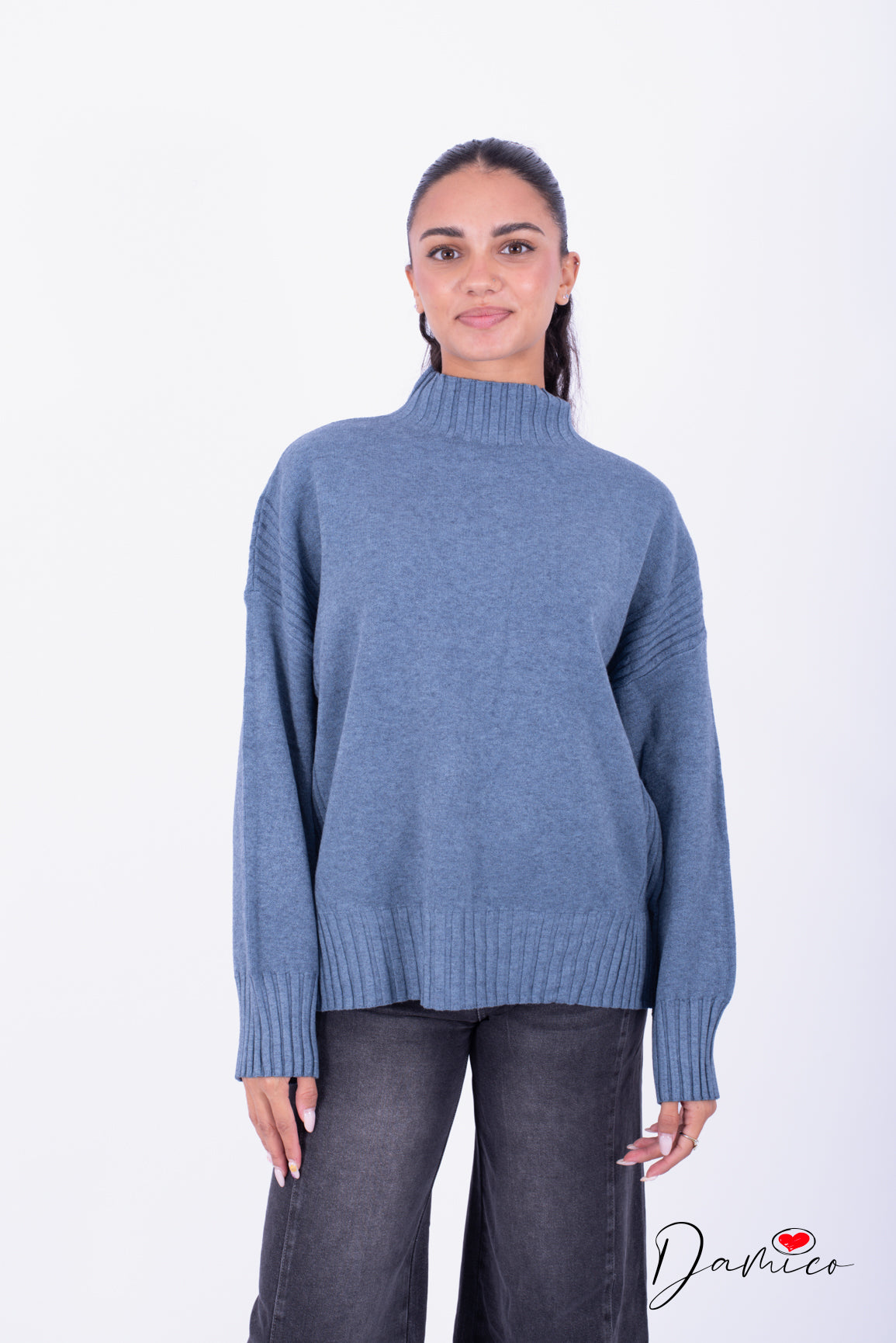 Maglione over dolcevita coste det