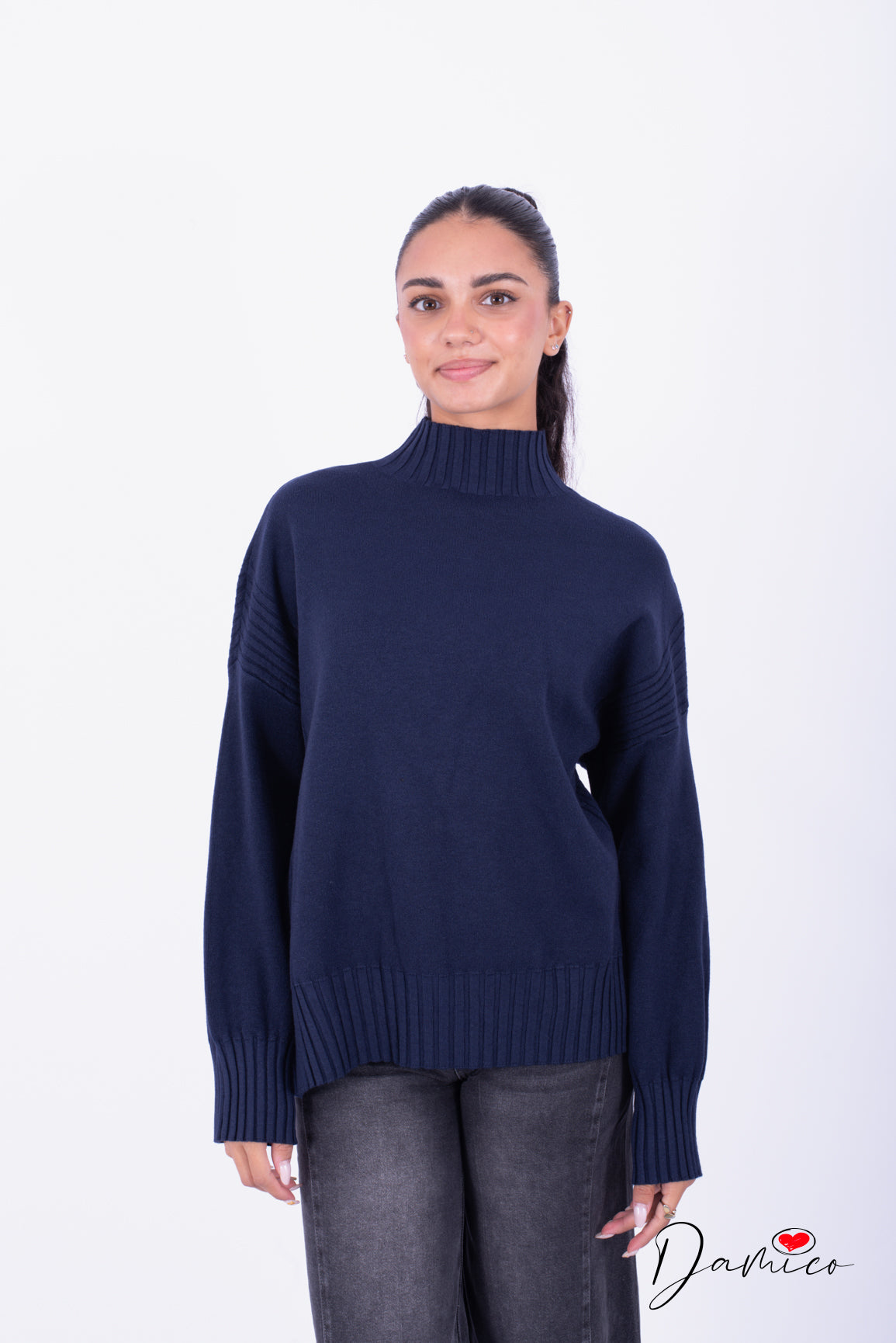 Maglione over dolcevita coste det