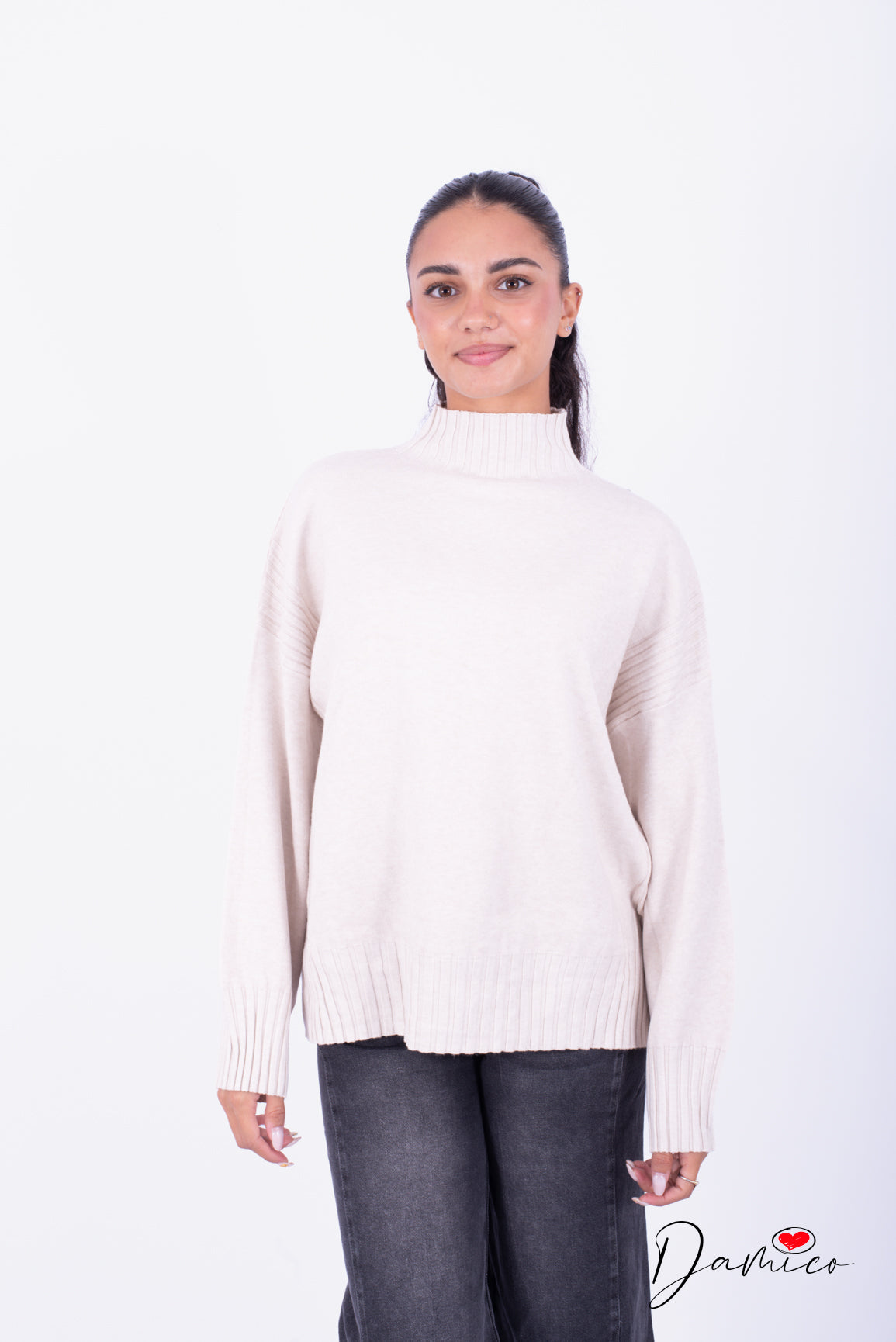 Maglione over dolcevita coste det
