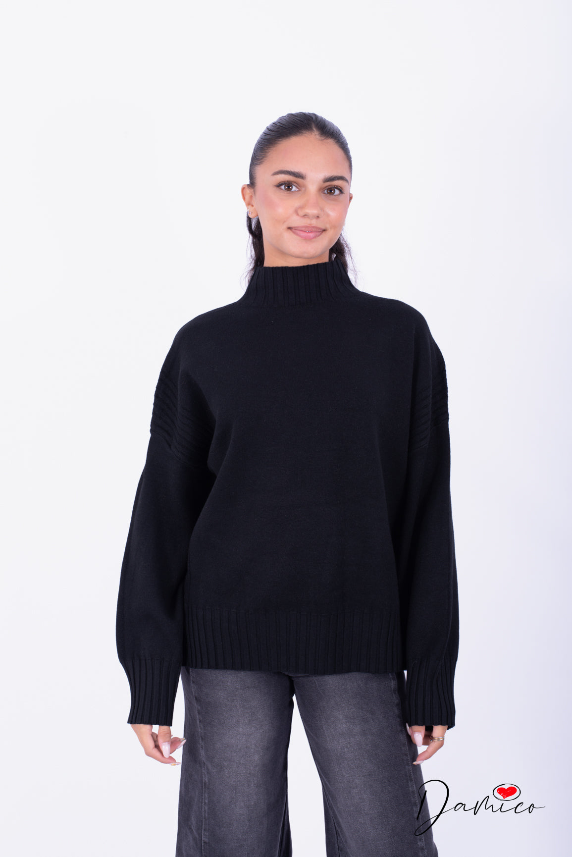 Maglione over dolcevita coste det