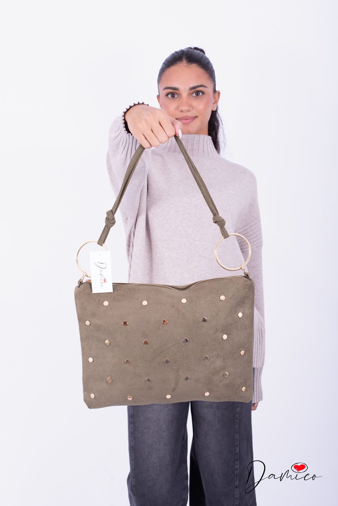 Borsa pochettone gold details