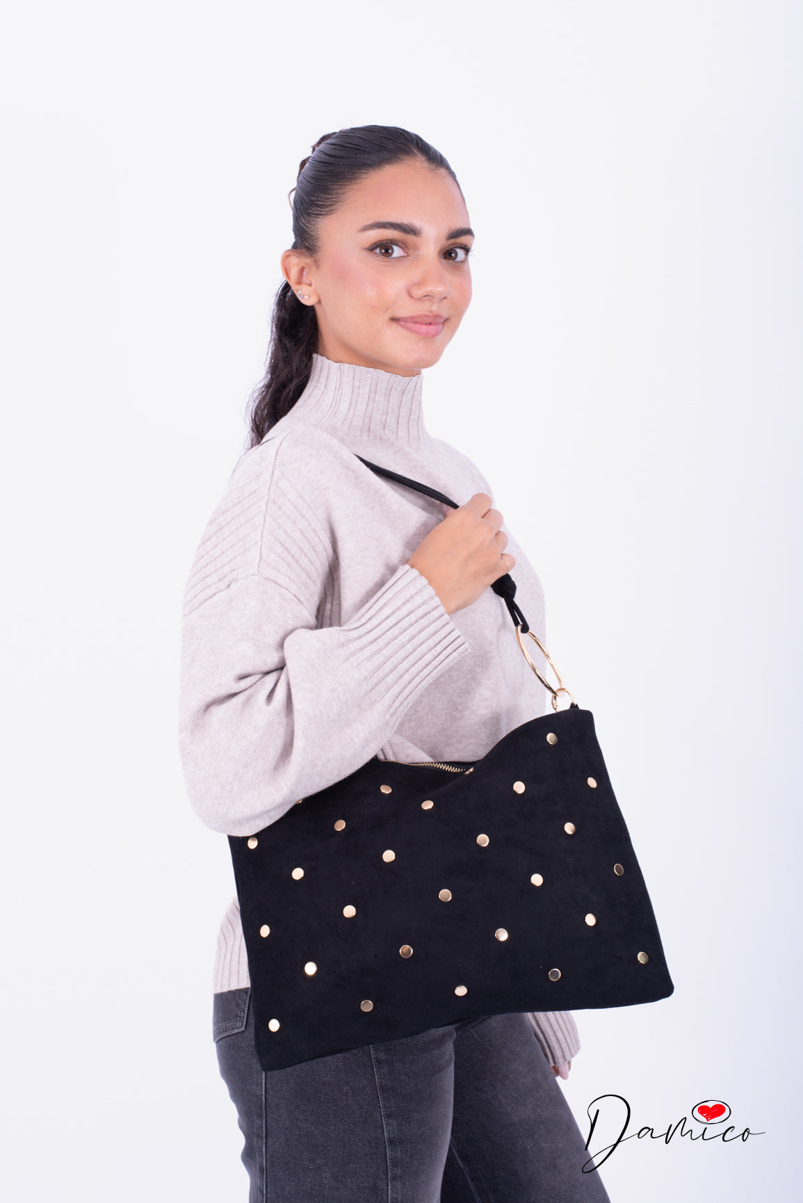 Borsa pochettone gold details