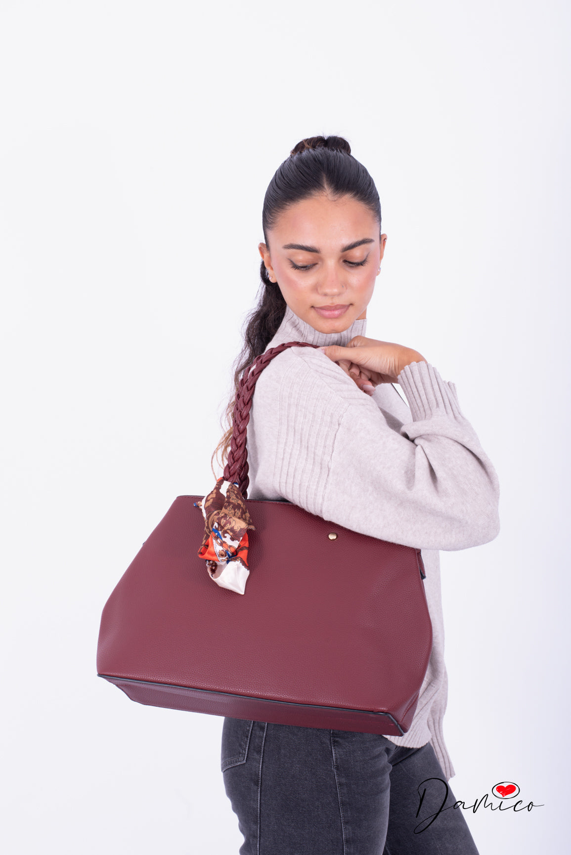 Borsa manici intrecciati