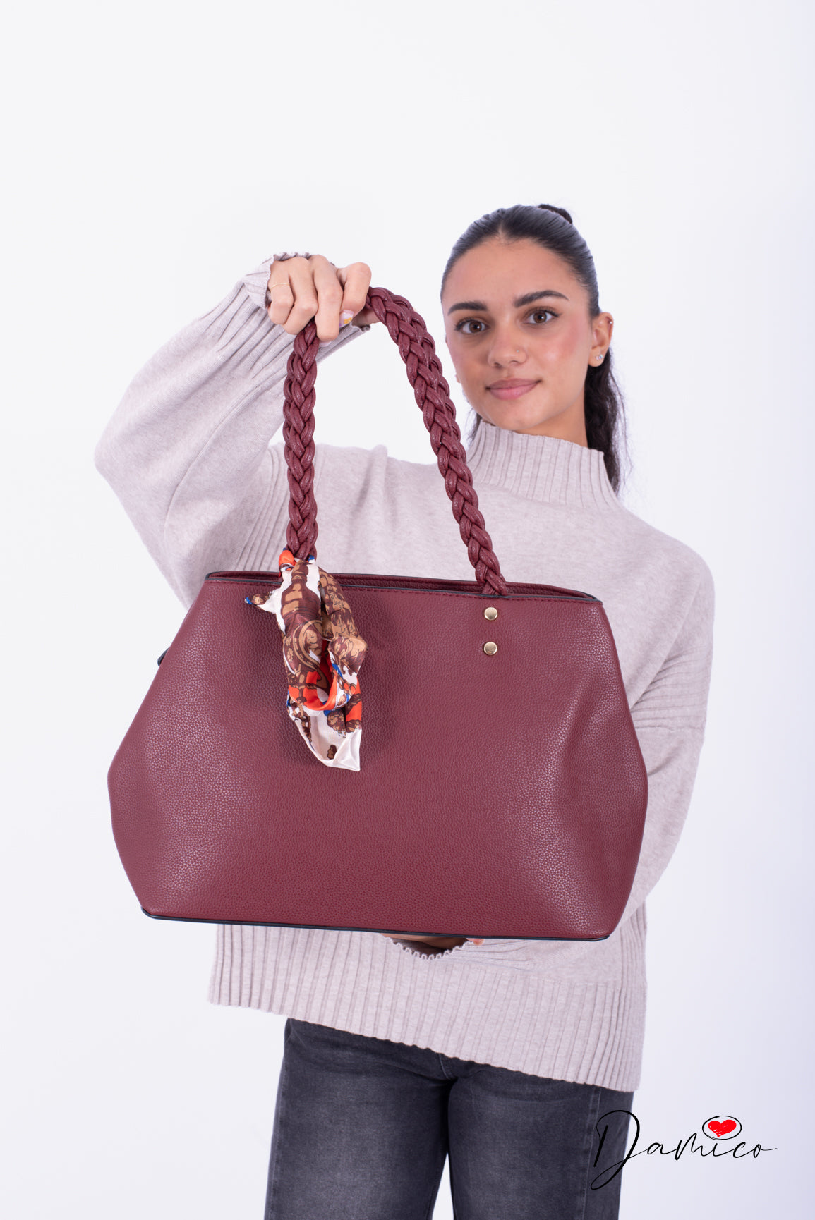 Borsa manici intrecciati