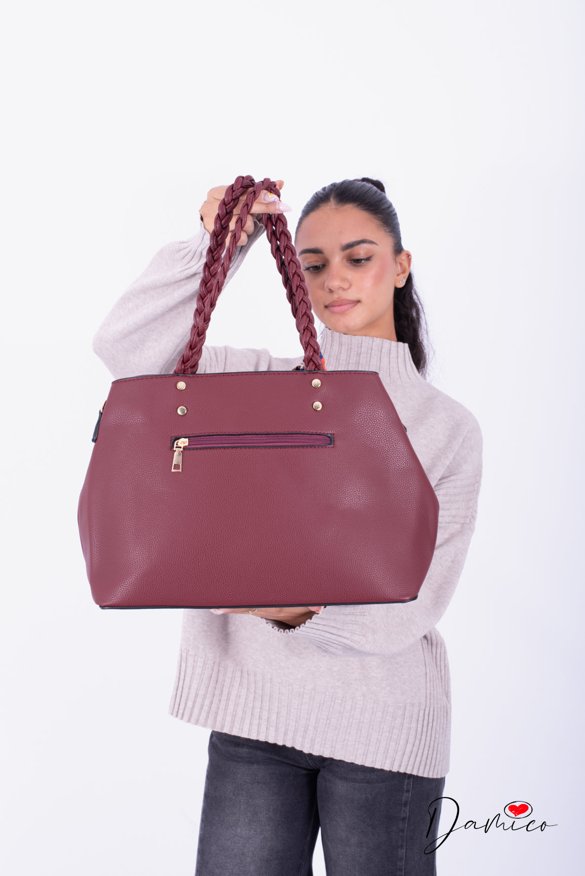Borsa manici intrecciati