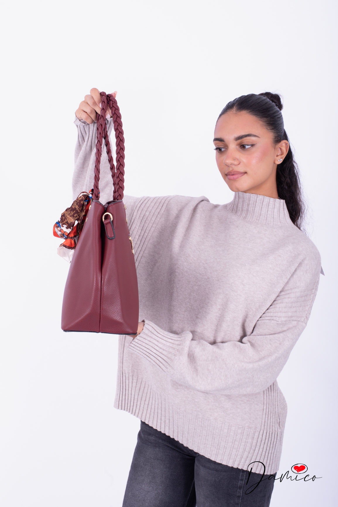 Borsa manici intrecciati
