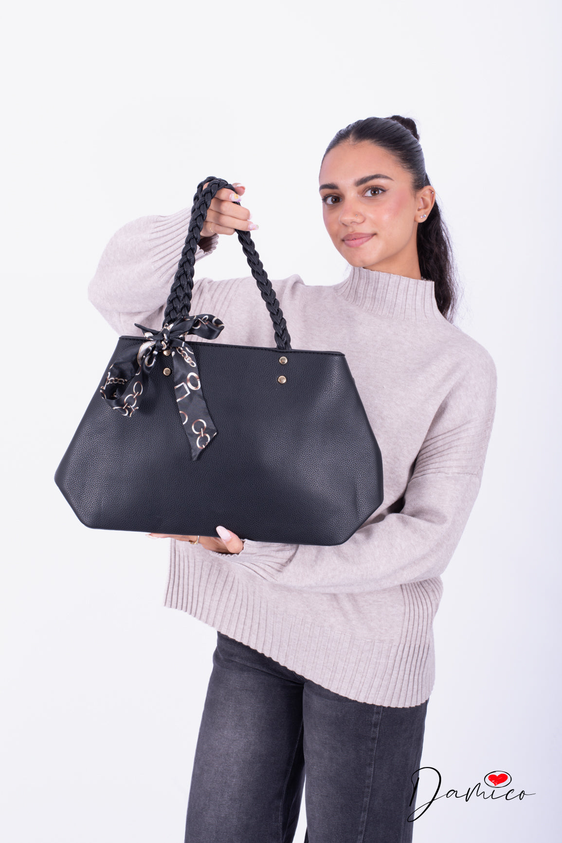 Borsa manici intrecciati