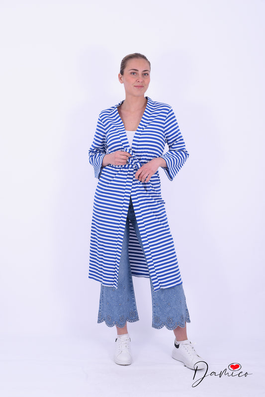 Cardigan lungo a righe