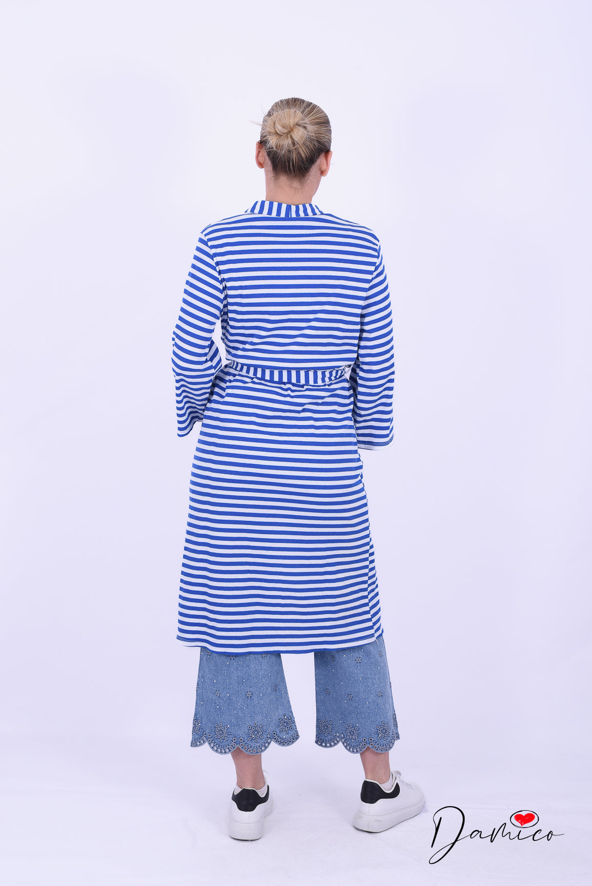 Cardigan lungo a righe