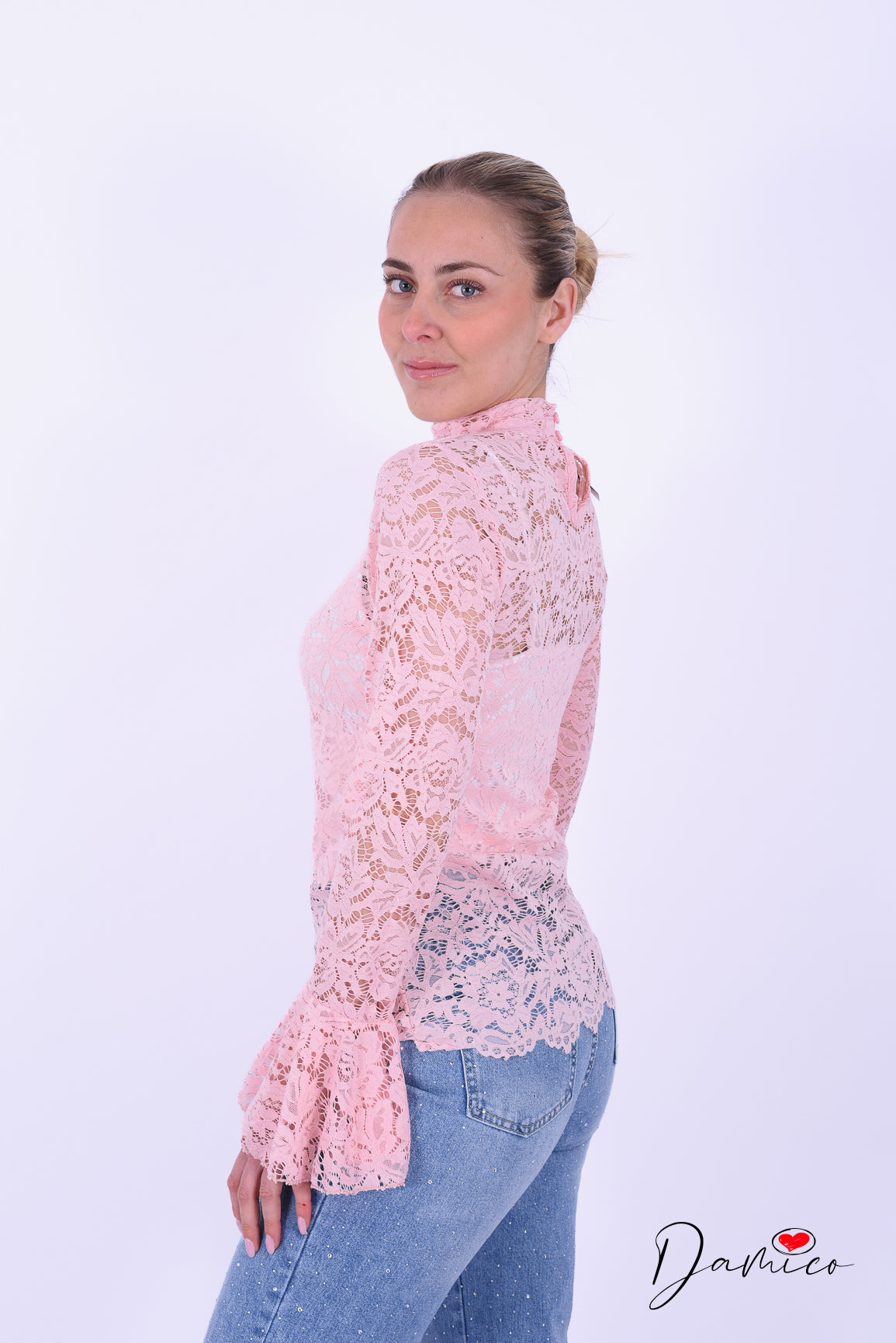 Maglia pizzo rosa