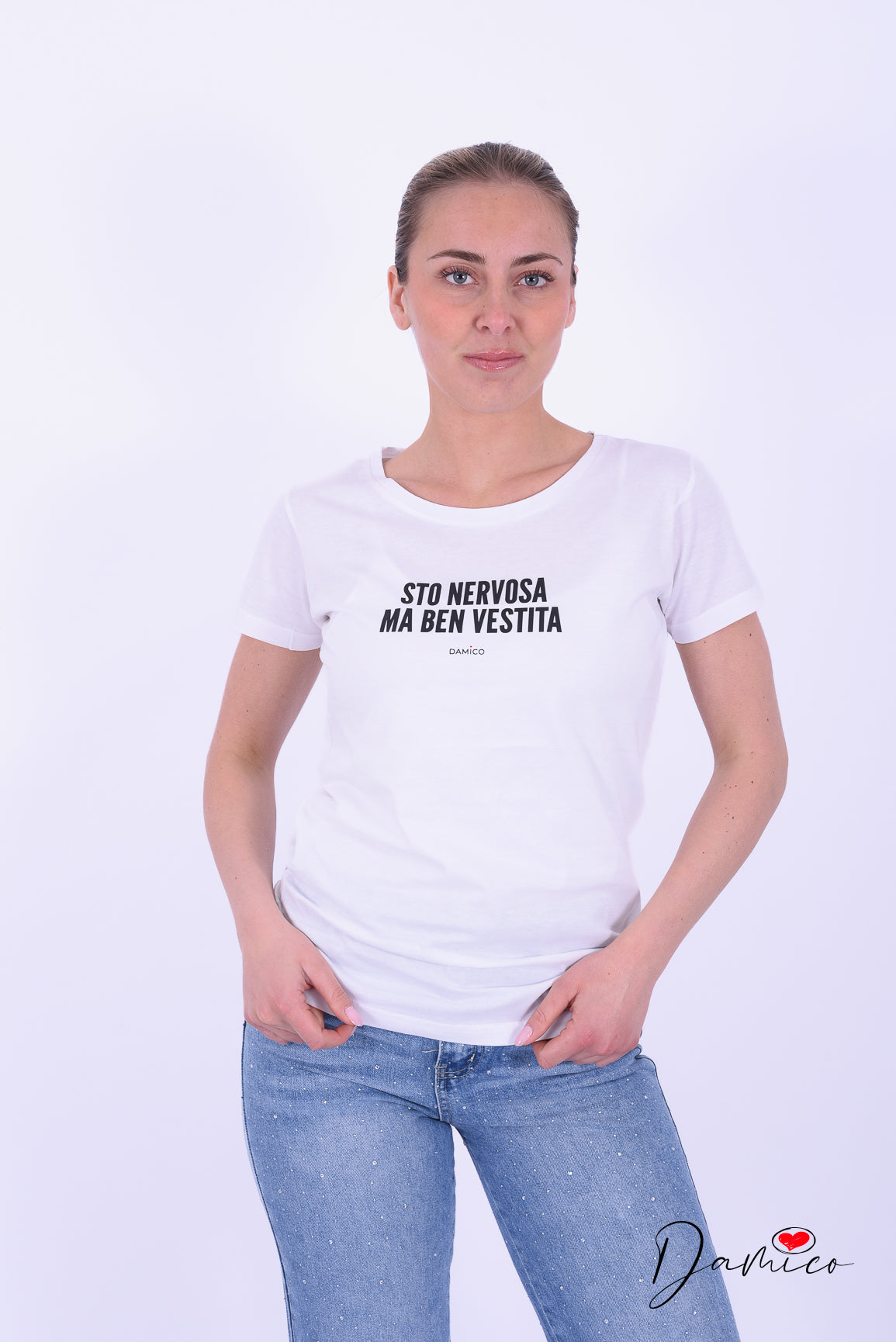 T-Shirt bianca stampata