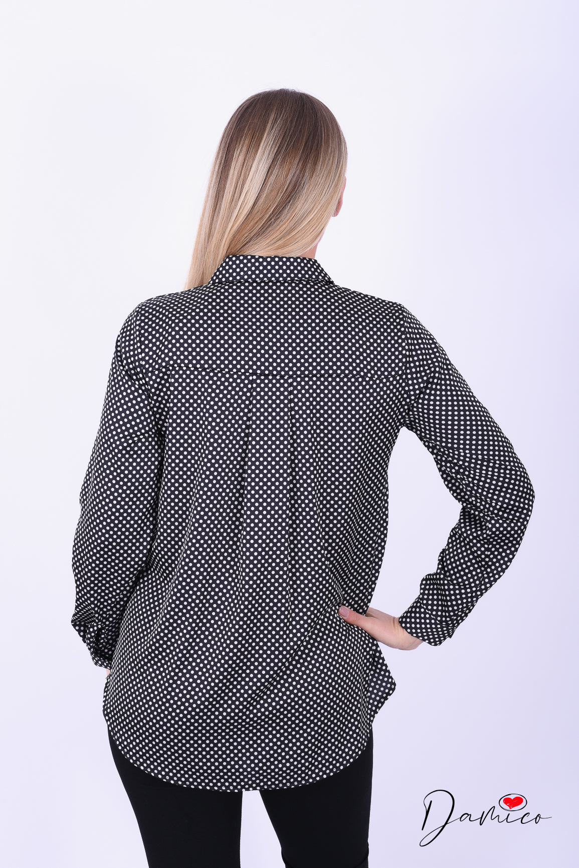 Camicia satinata a pois