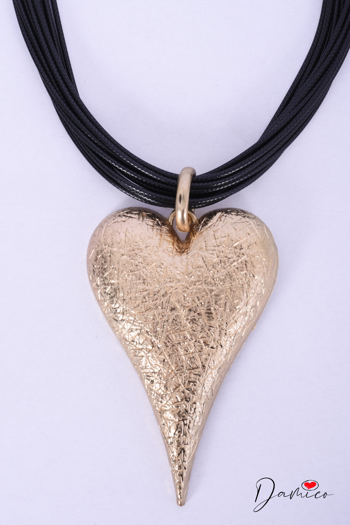 Collana multifilo textured gold heart