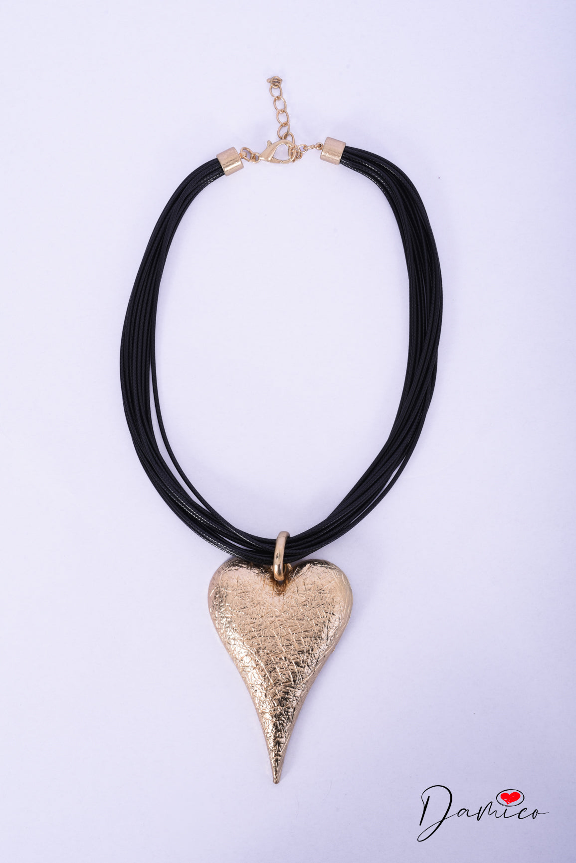 Collana multifilo textured gold heart