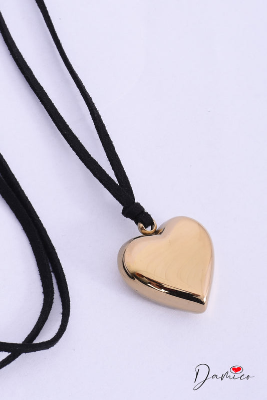 Collana filo suede e cuoricino
