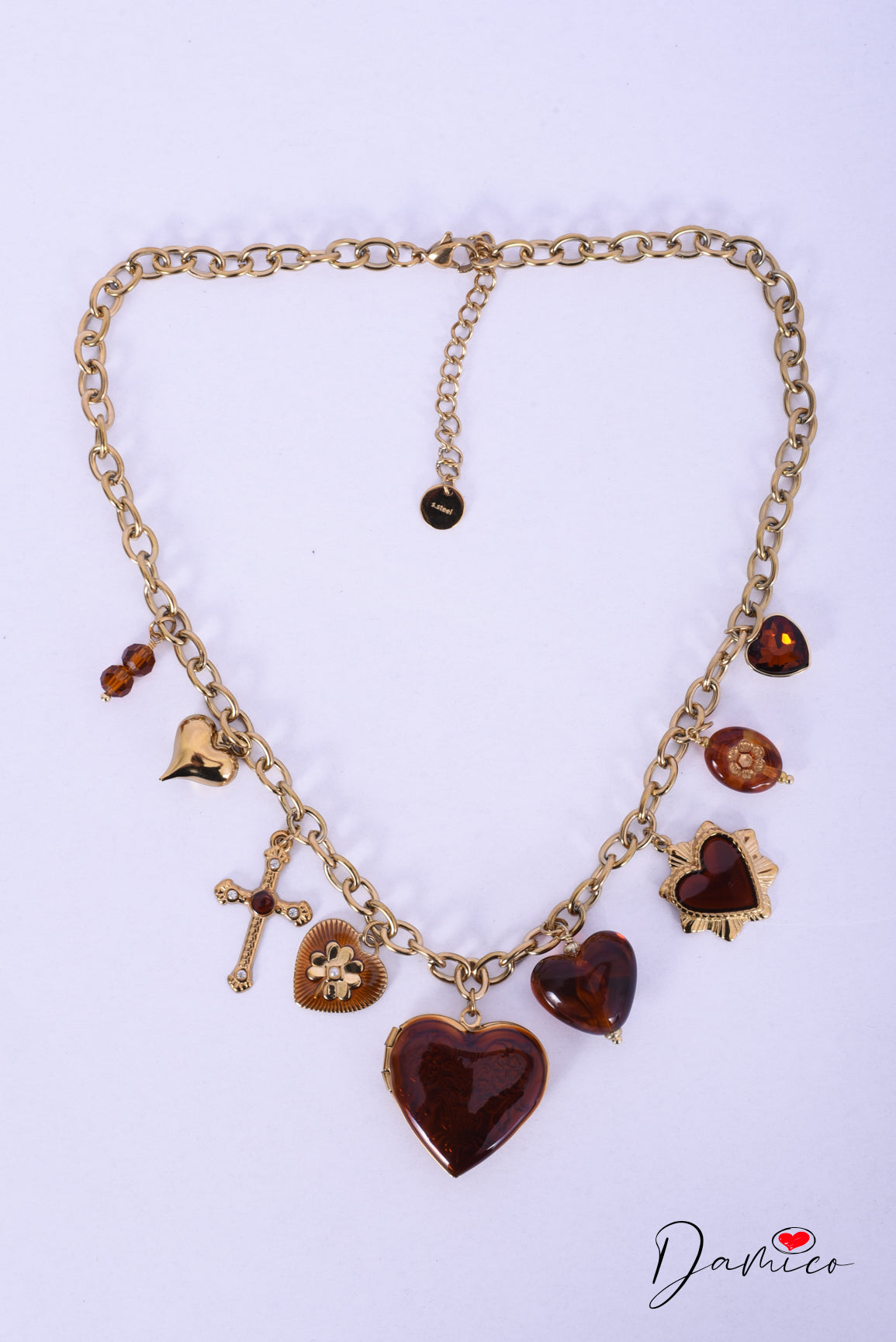 Collana oro hearts - multicharms