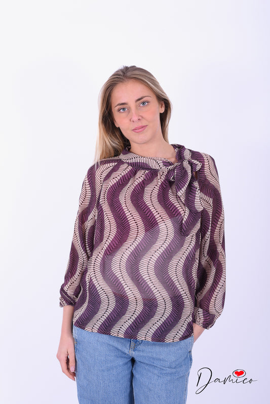 Blusa fiocco al collo