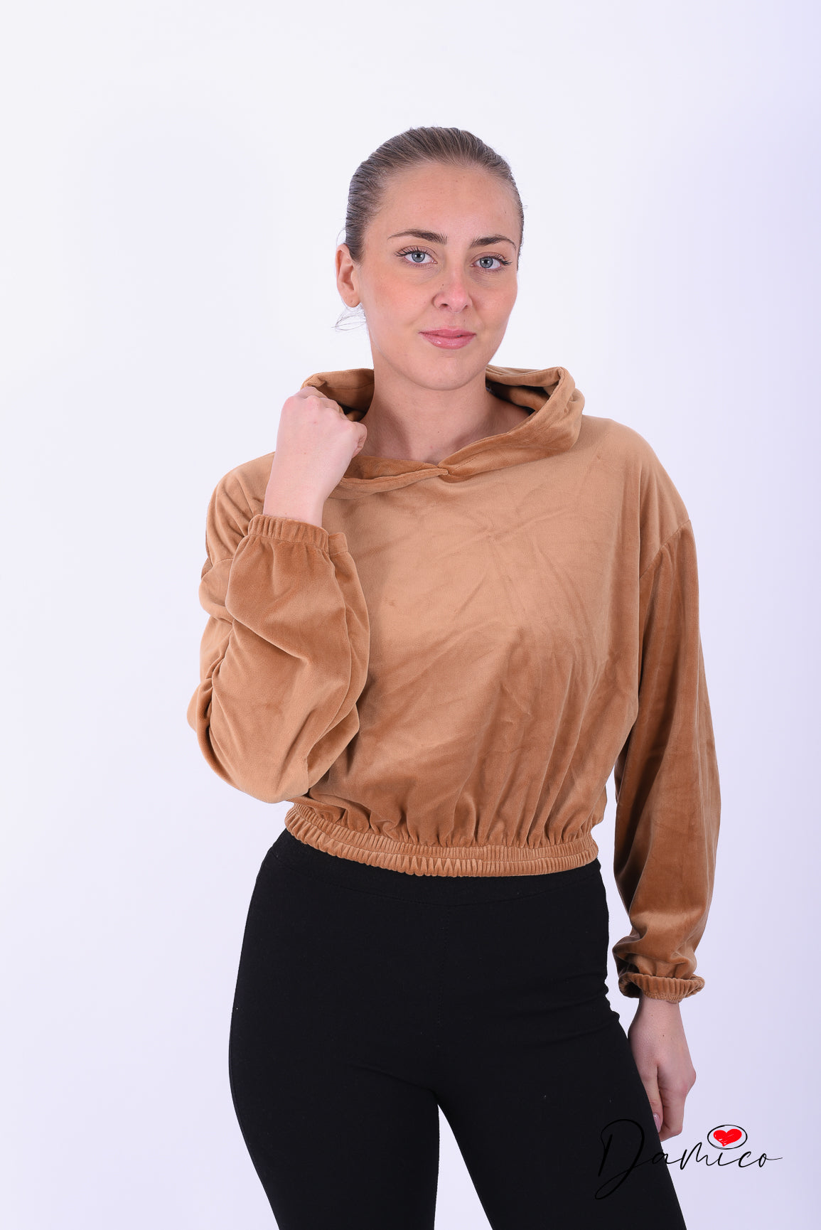 Felpa ciniglia con cappuccio