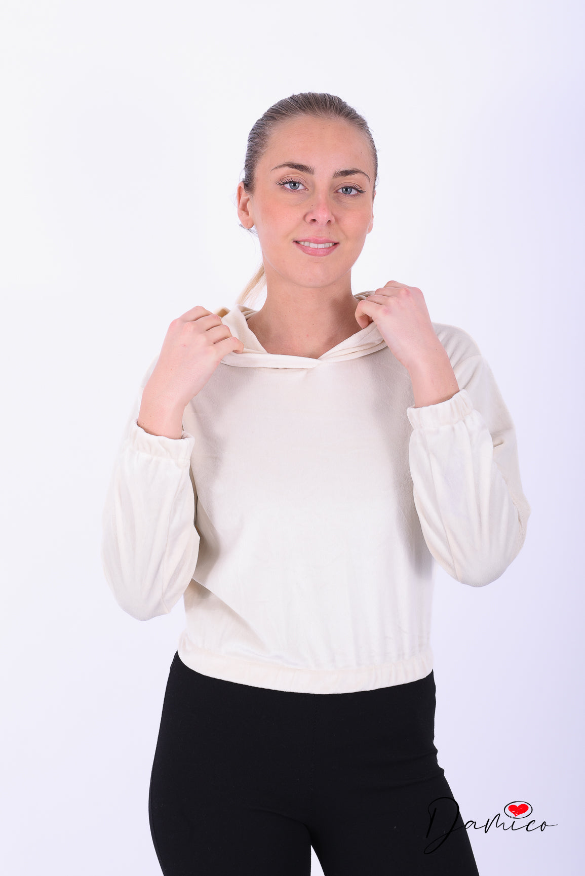 Felpa ciniglia con cappuccio