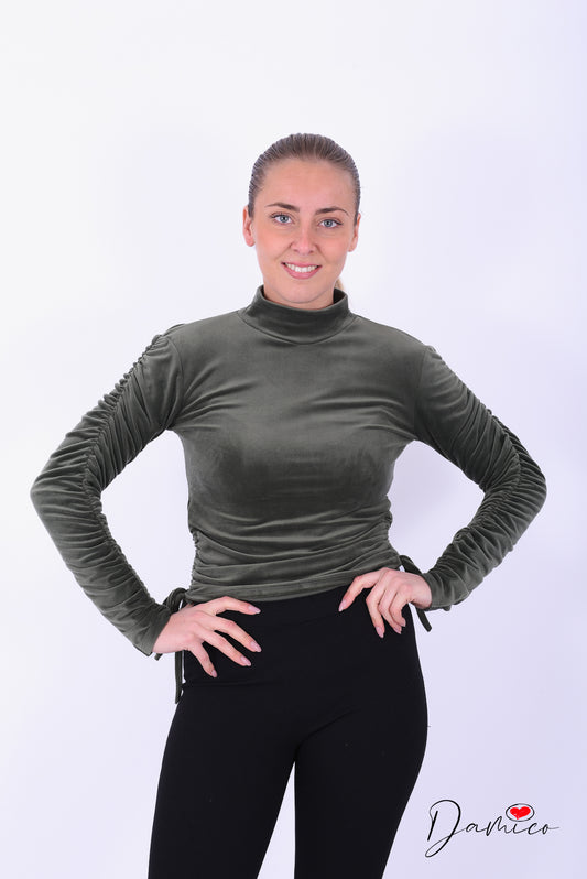 Maglia ciniglia maniche arricciate