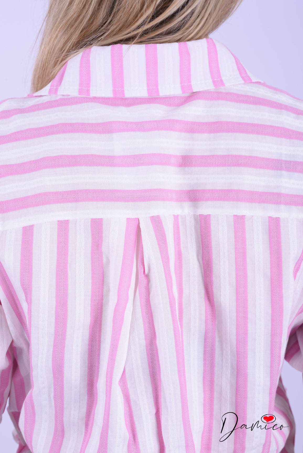 Camicia 3/4 a righe nodino cotone