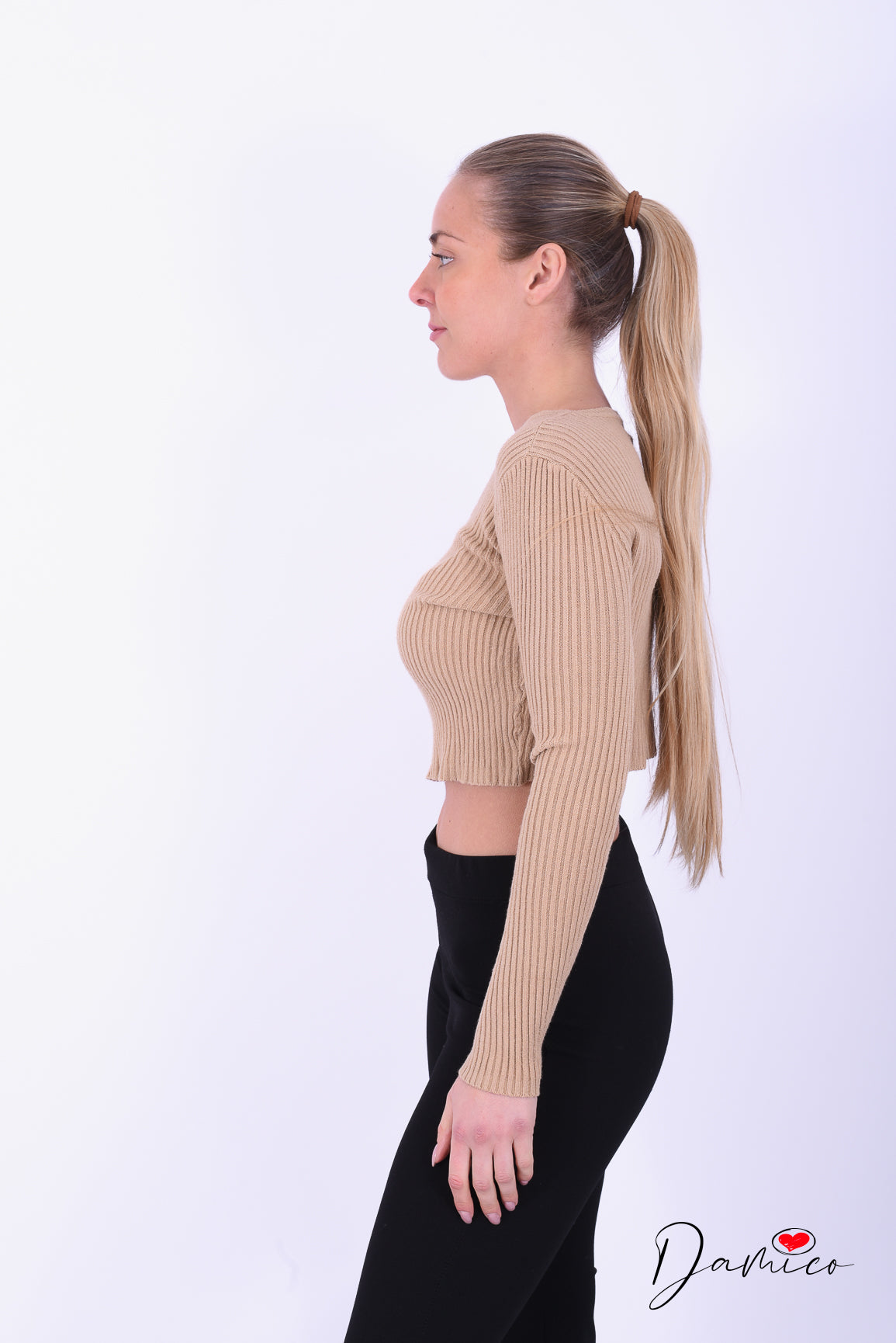 Maglia crop a costine