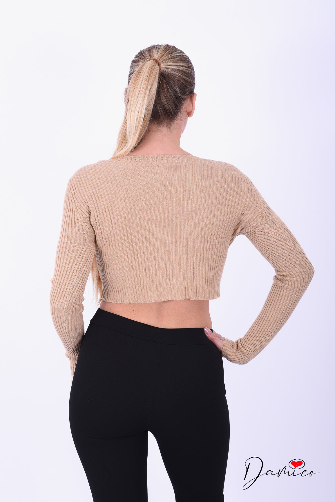Maglia crop a costine