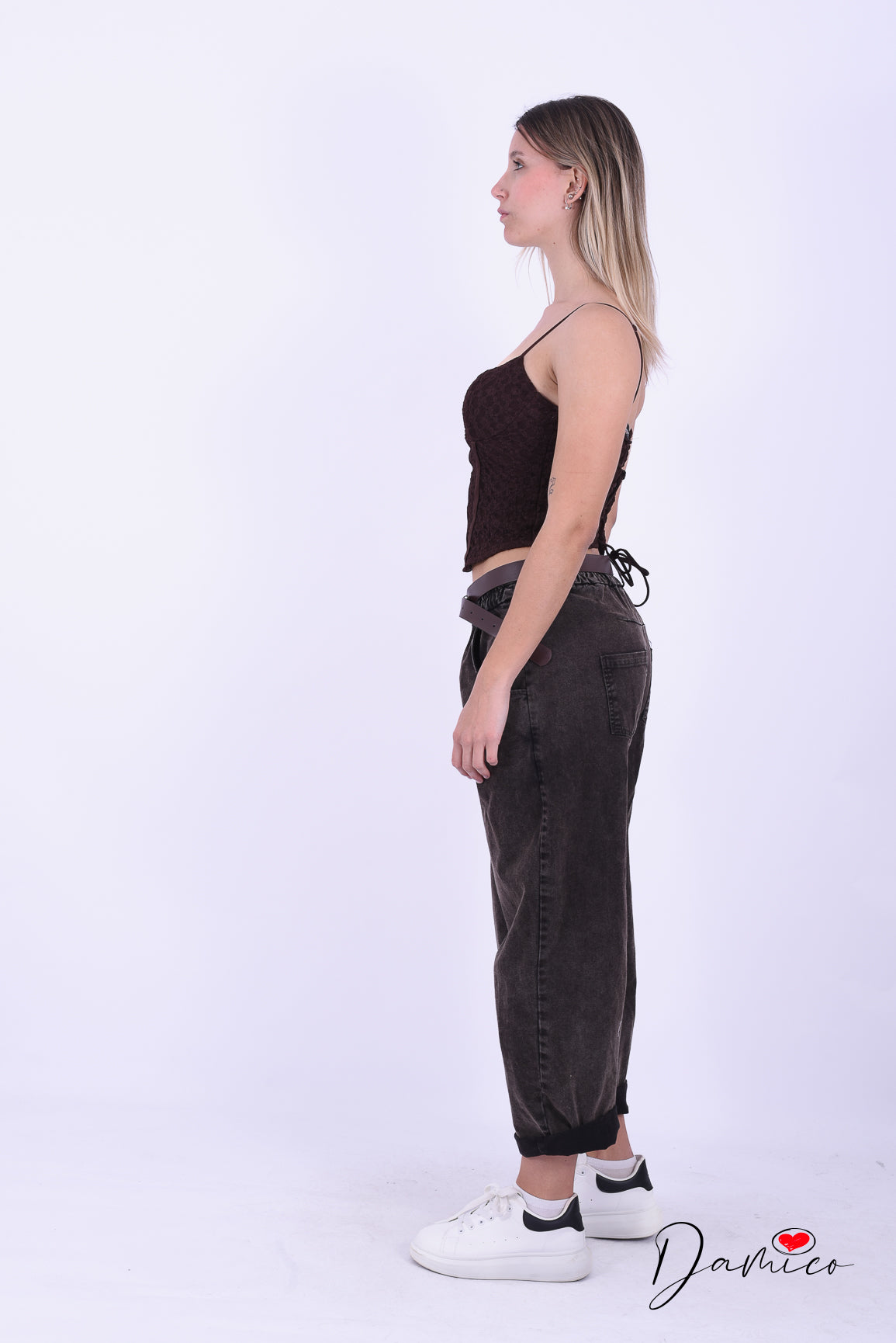 Pantalone mom elastico