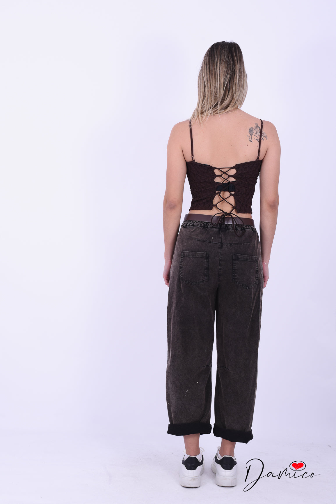 Pantalone mom elastico